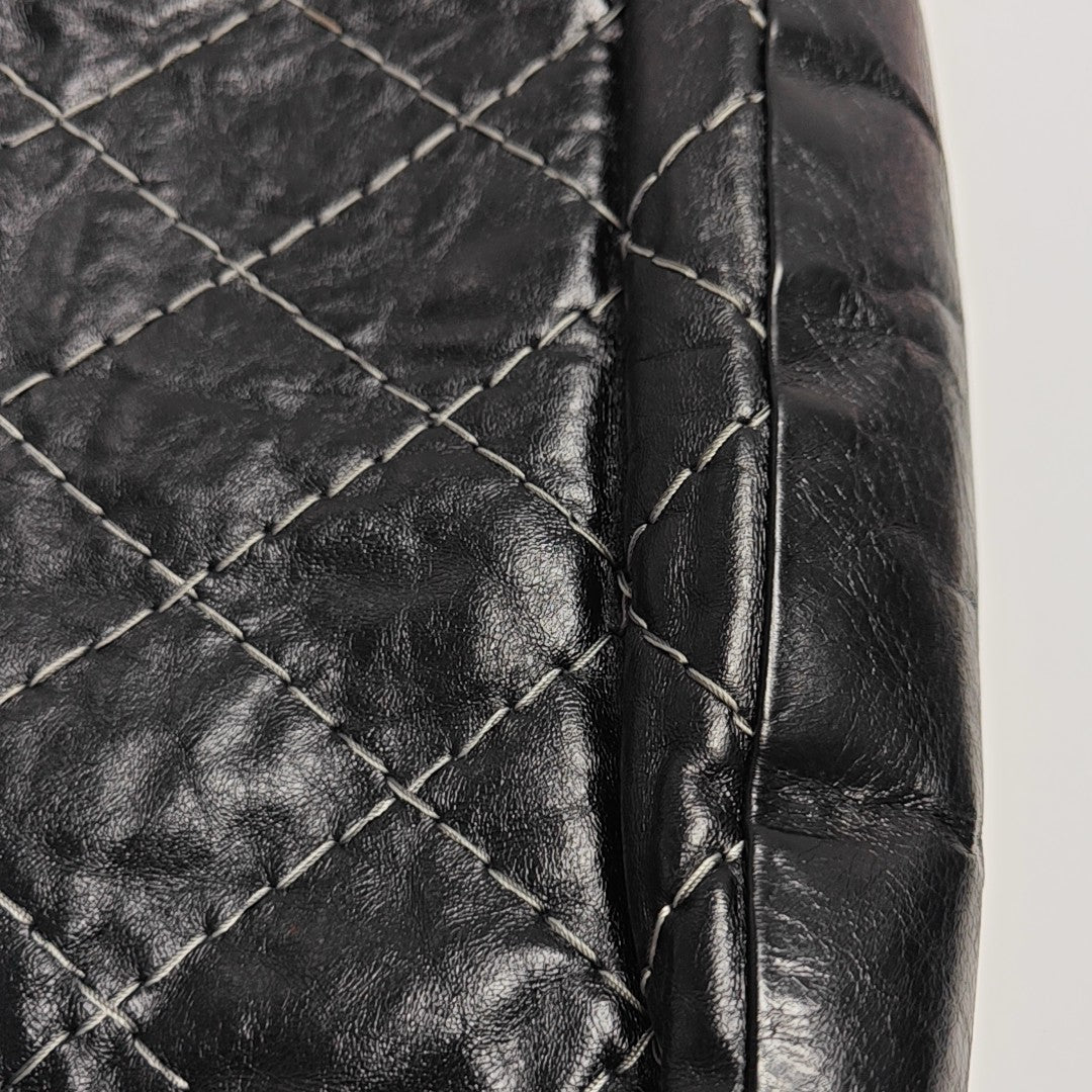 Quilted Calfskin Shoulder Bag Black