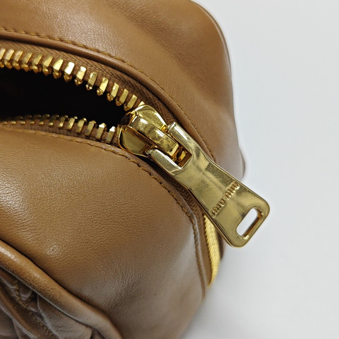 Arcadie Matelassé Large Quilted Lambskin Brown