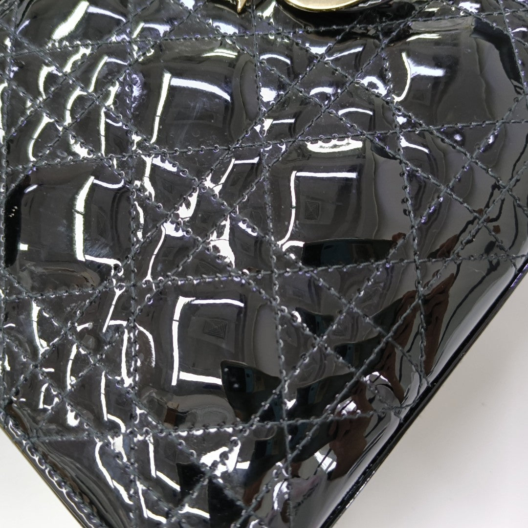 Lady Dior Mini Cannage Patent Leather Black