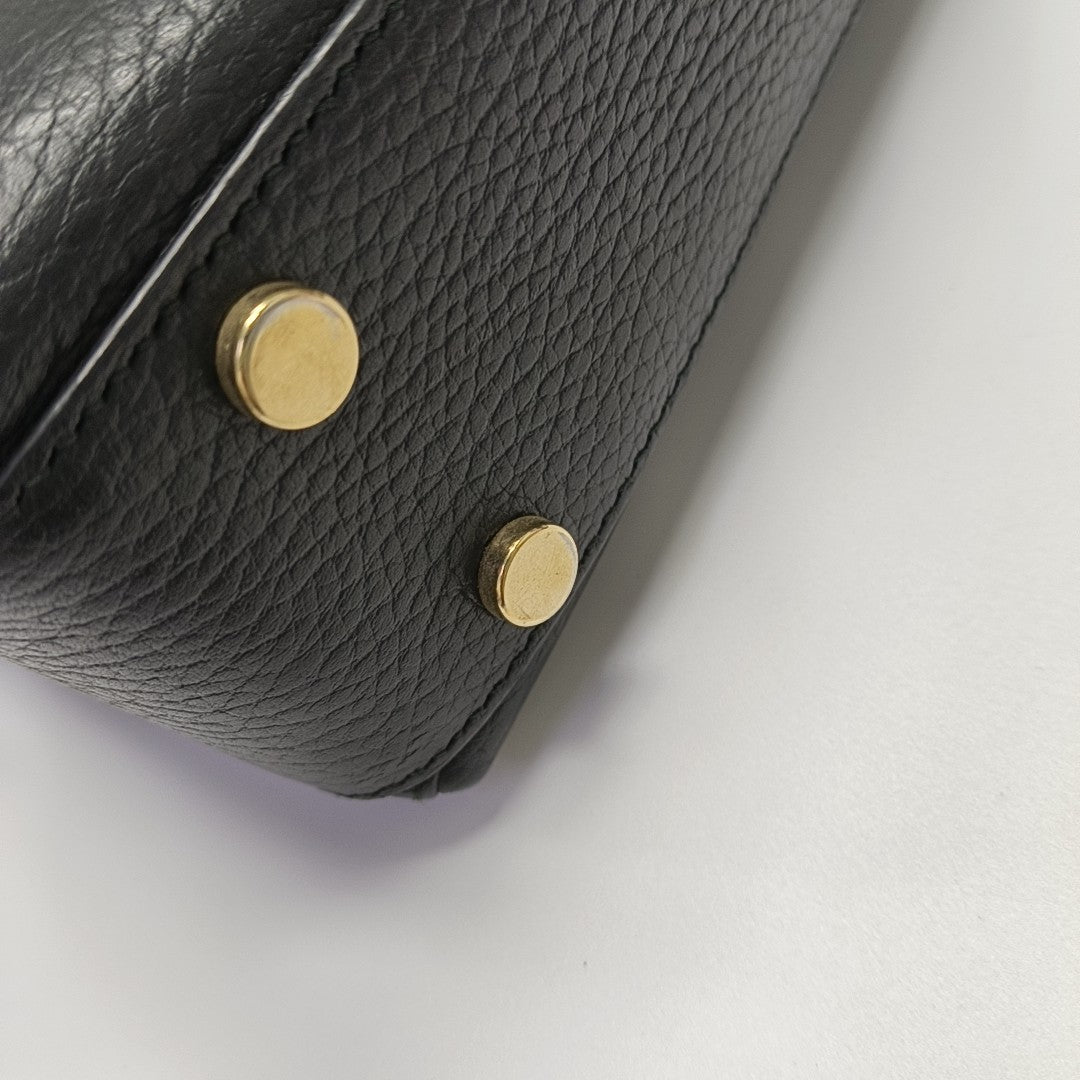 Interlocking G Large Calfskin Black