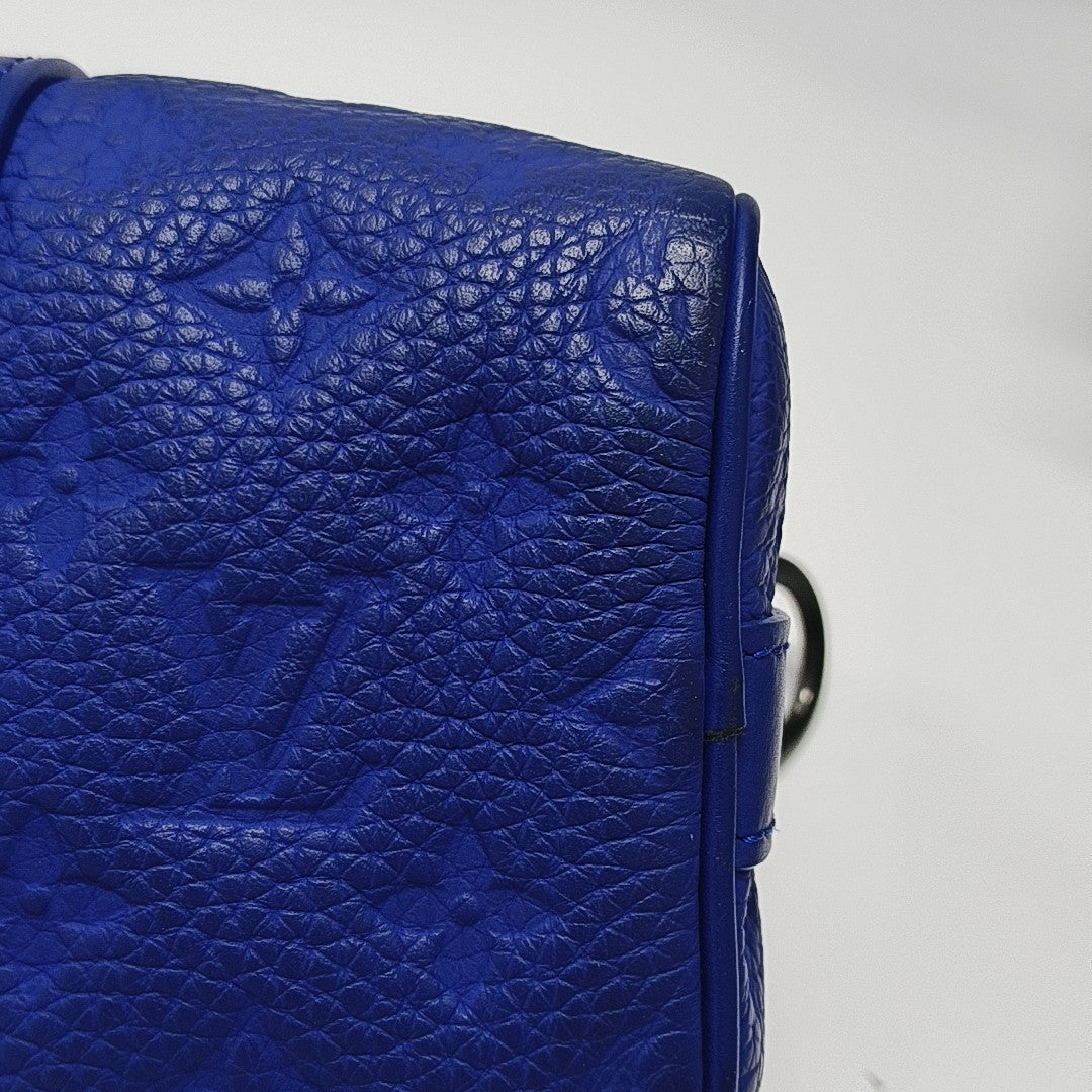 KEEPALL Monogram Calfskin Blue