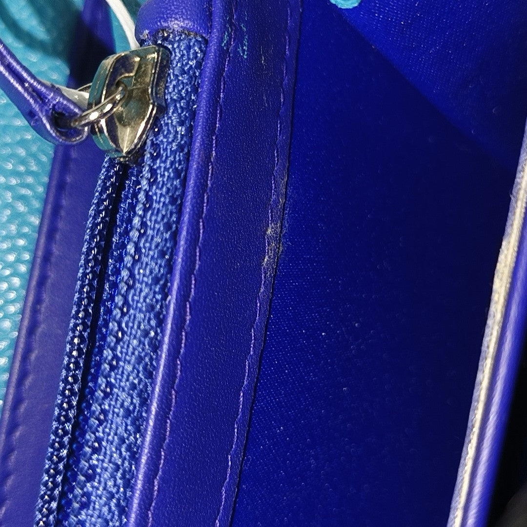 Grained Calfskin Wallet Blue