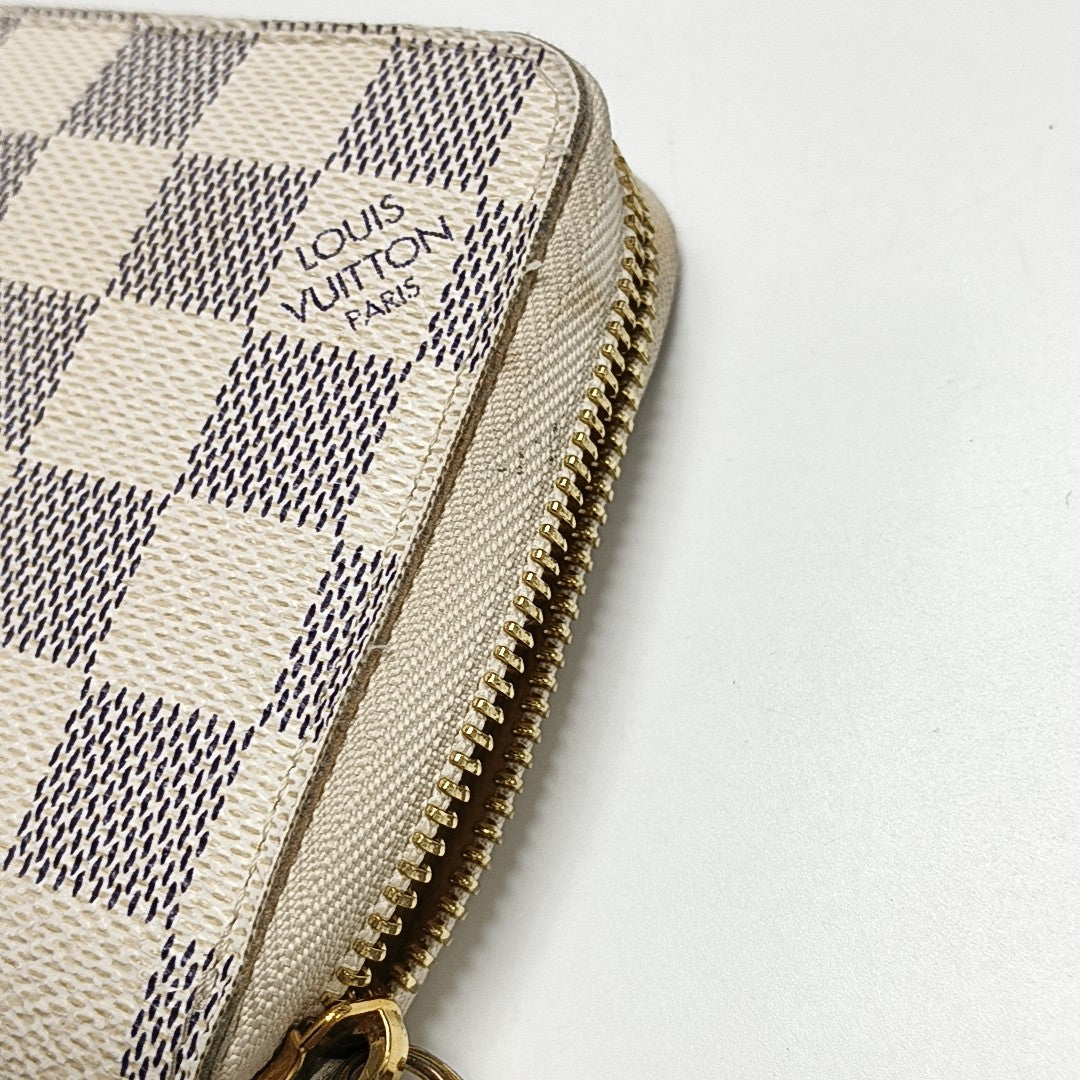 ZIPPY Damier Azur Coated Canvas White Wallet