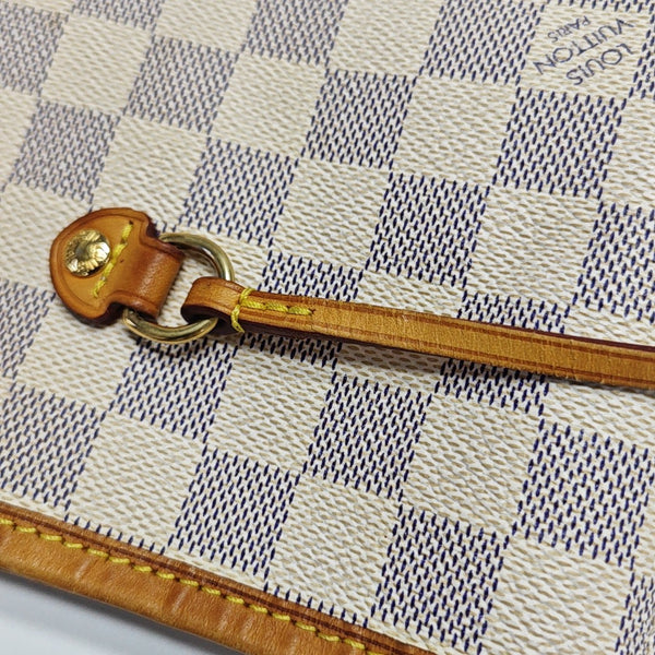 NEVERFULL GM Lona revestida Damier Azur Blanca