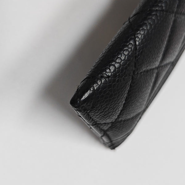 Authenticated pre-owned  CLASSIC FLAP Quilted Grained Calfskin Black Card Holder - Card Holder at Looply