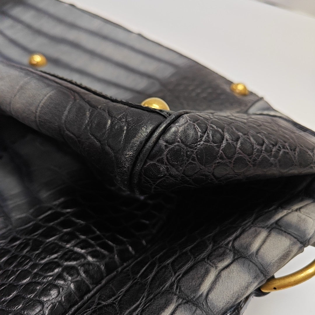 Calfskin Top Handle Bag Gray