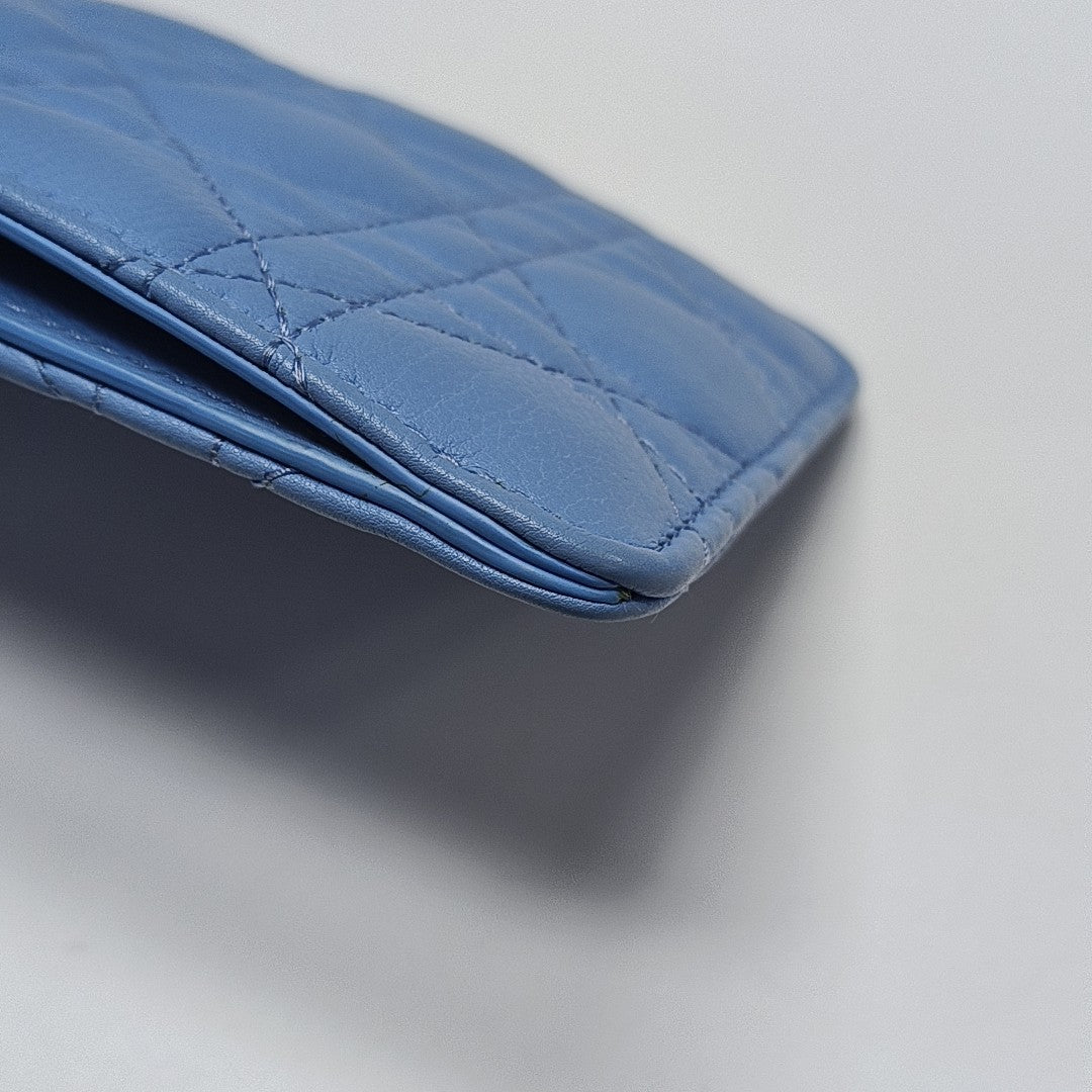 Cannage Calfskin Shoulder Bag Blue