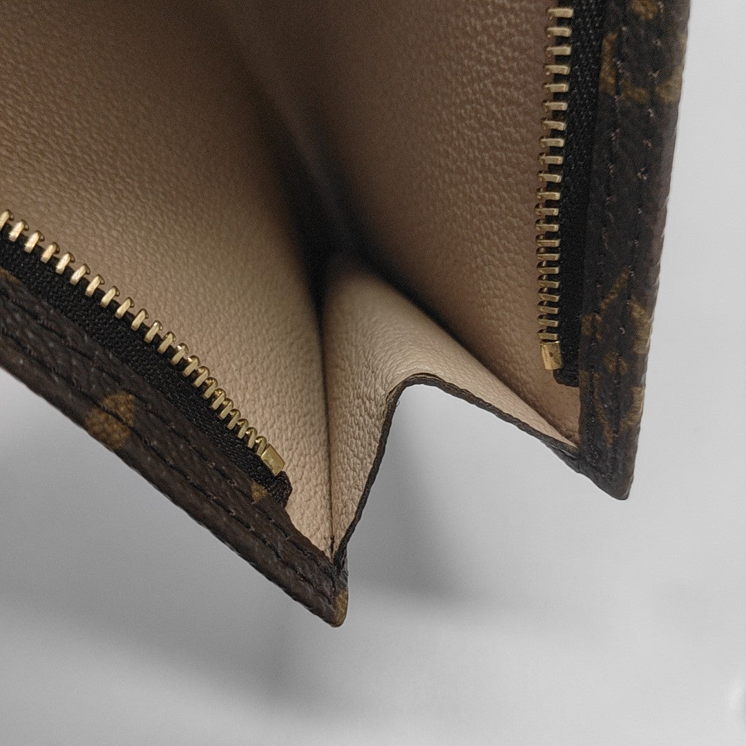 Monogram Coated Canvas Clutch Brown