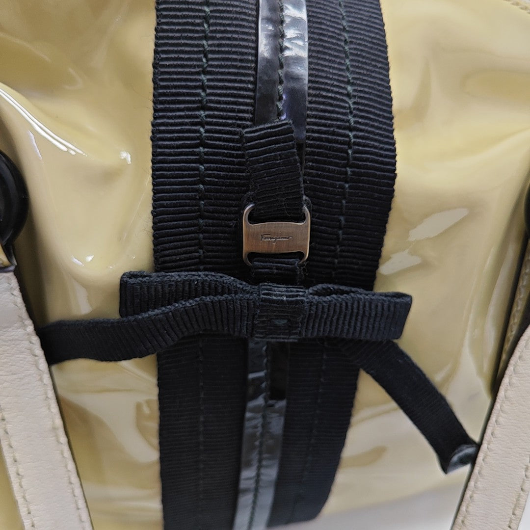 Patent Leather Top Handle Bag Yellow