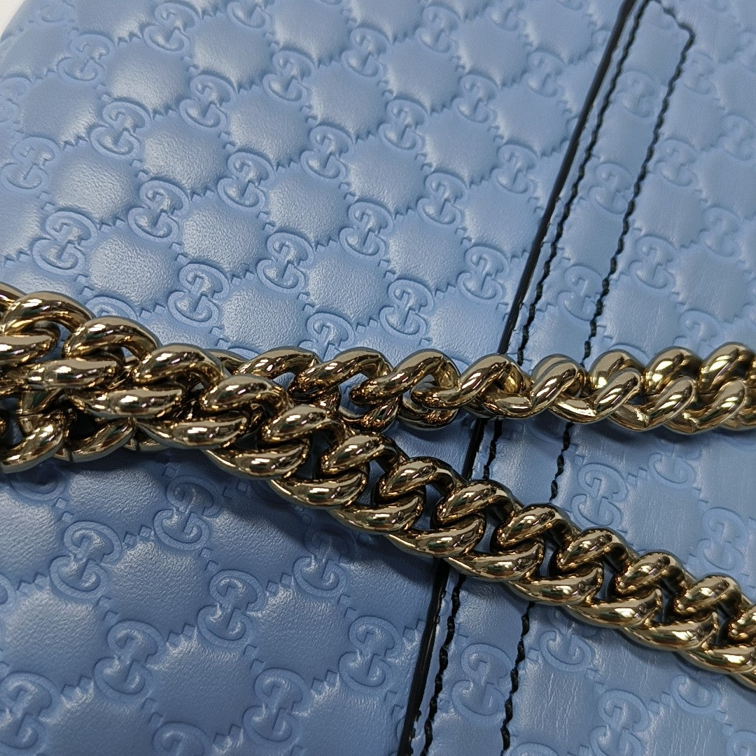 Emily Chain Mini Monogram Calfskin Blue