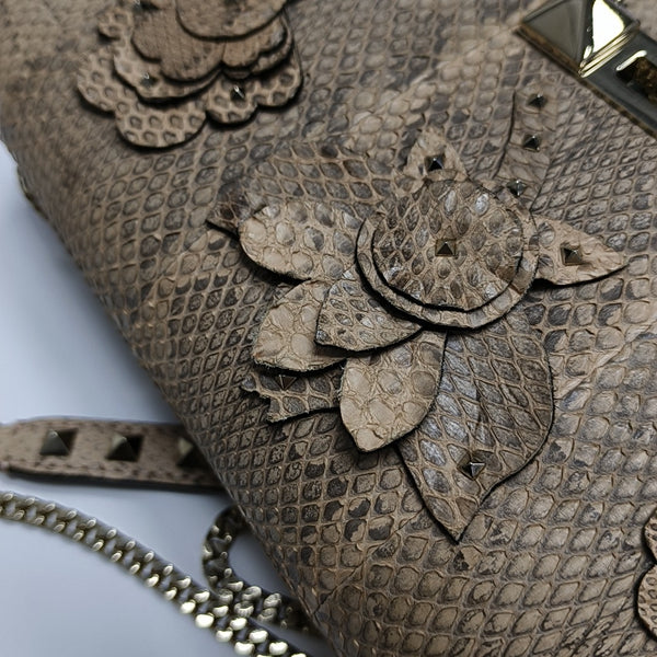 Python Crossbody Bag Beige