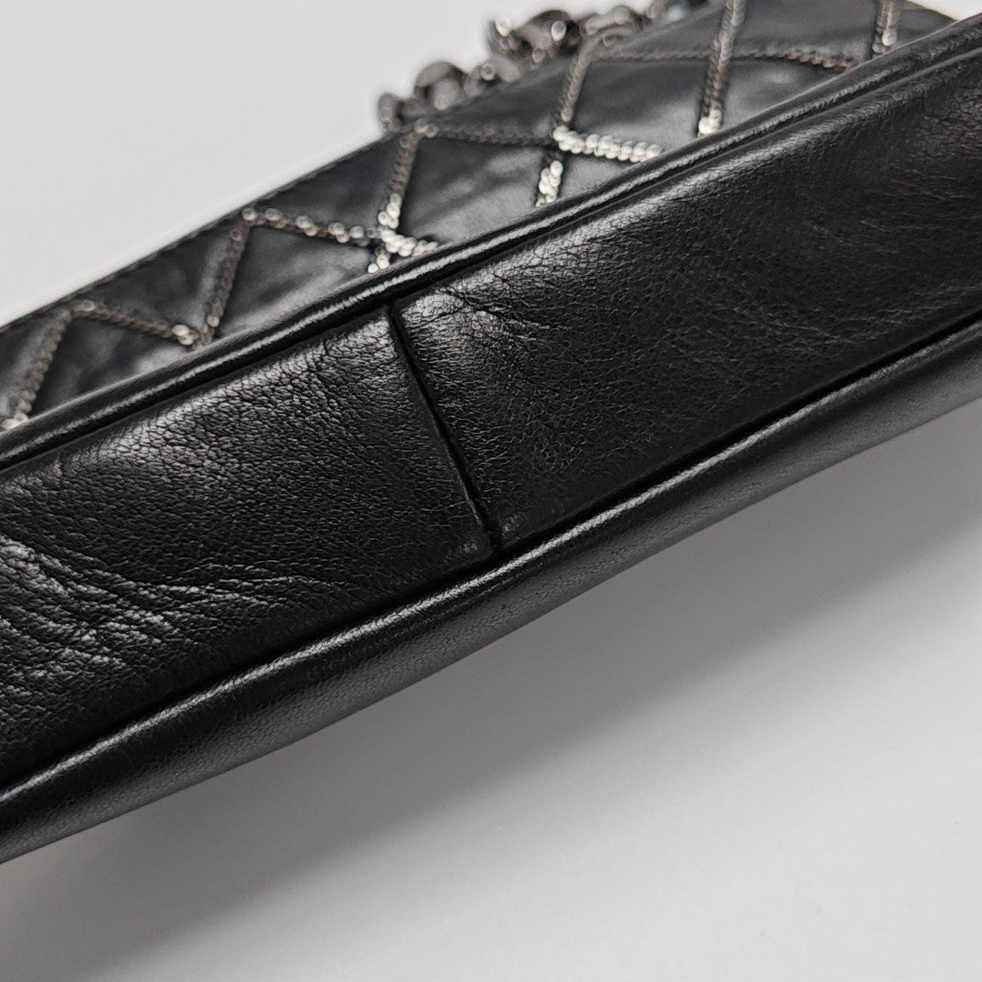 Quilted Lambskin Top Handle Bag Black
