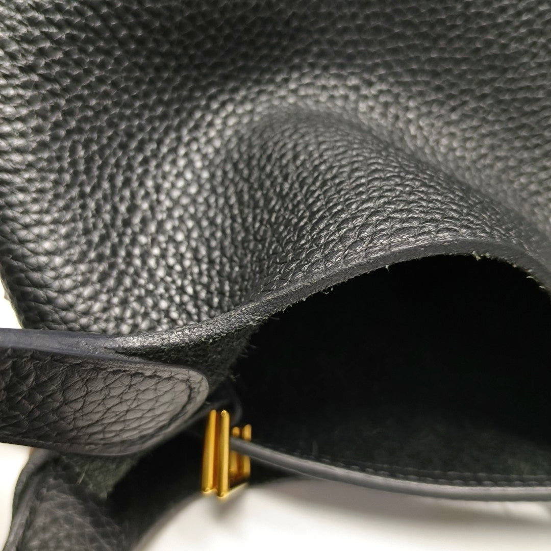 Authenticated pre-owned  Picotin Lock Clemence Black - Bucket Bag at Looply