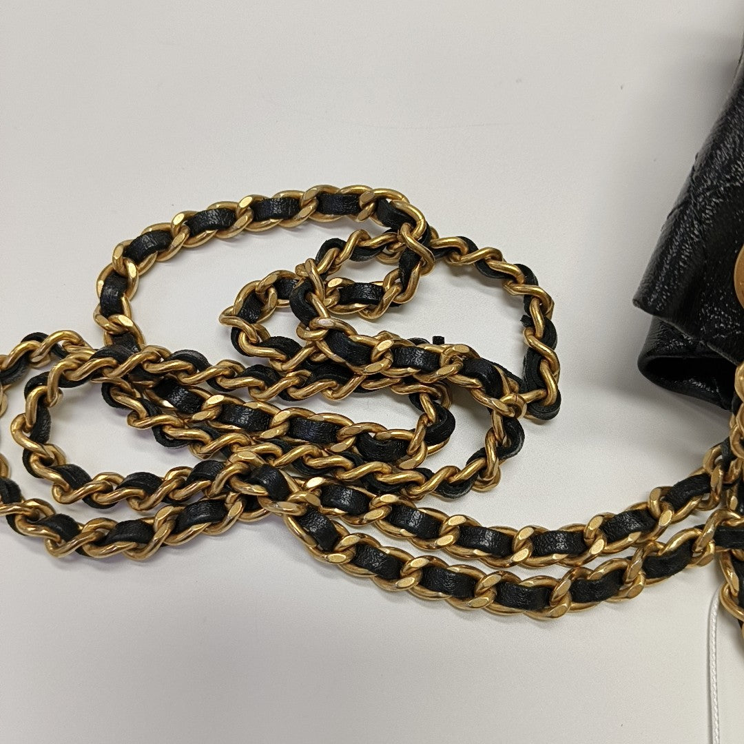 Quilted Calfskin Bucket Bag Black