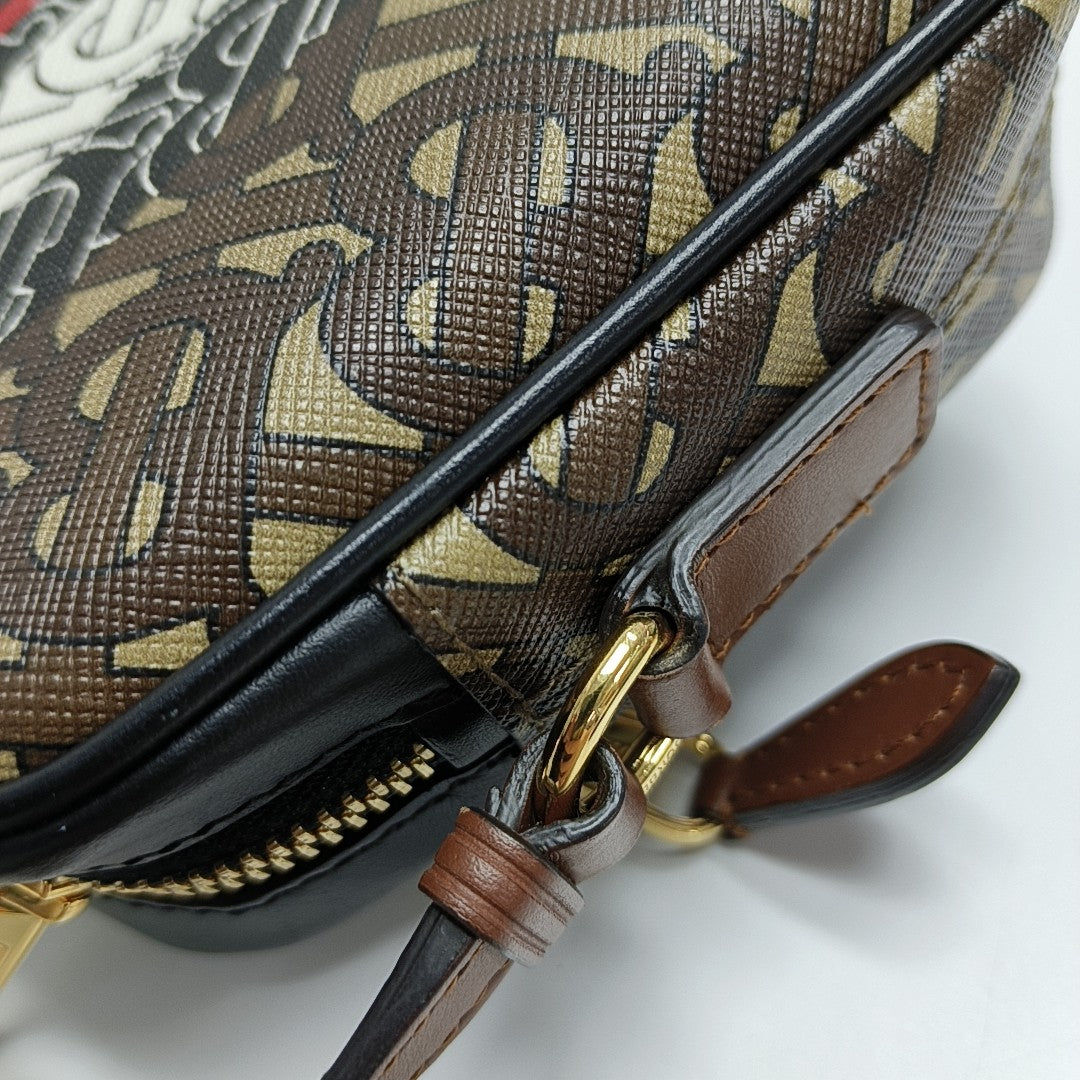 Coated Canvas Crossbody Bag Brown