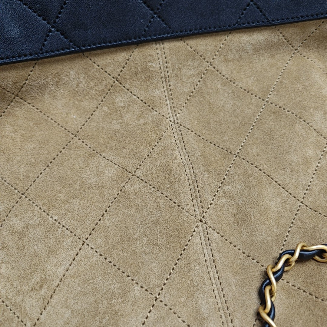 Quilted Suede Tote Bag Beige