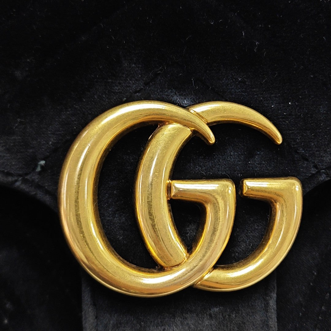 GG Marmont Medium Quilted Velvet Black