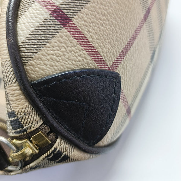 Coated Canvas Top Handle Bag Beige