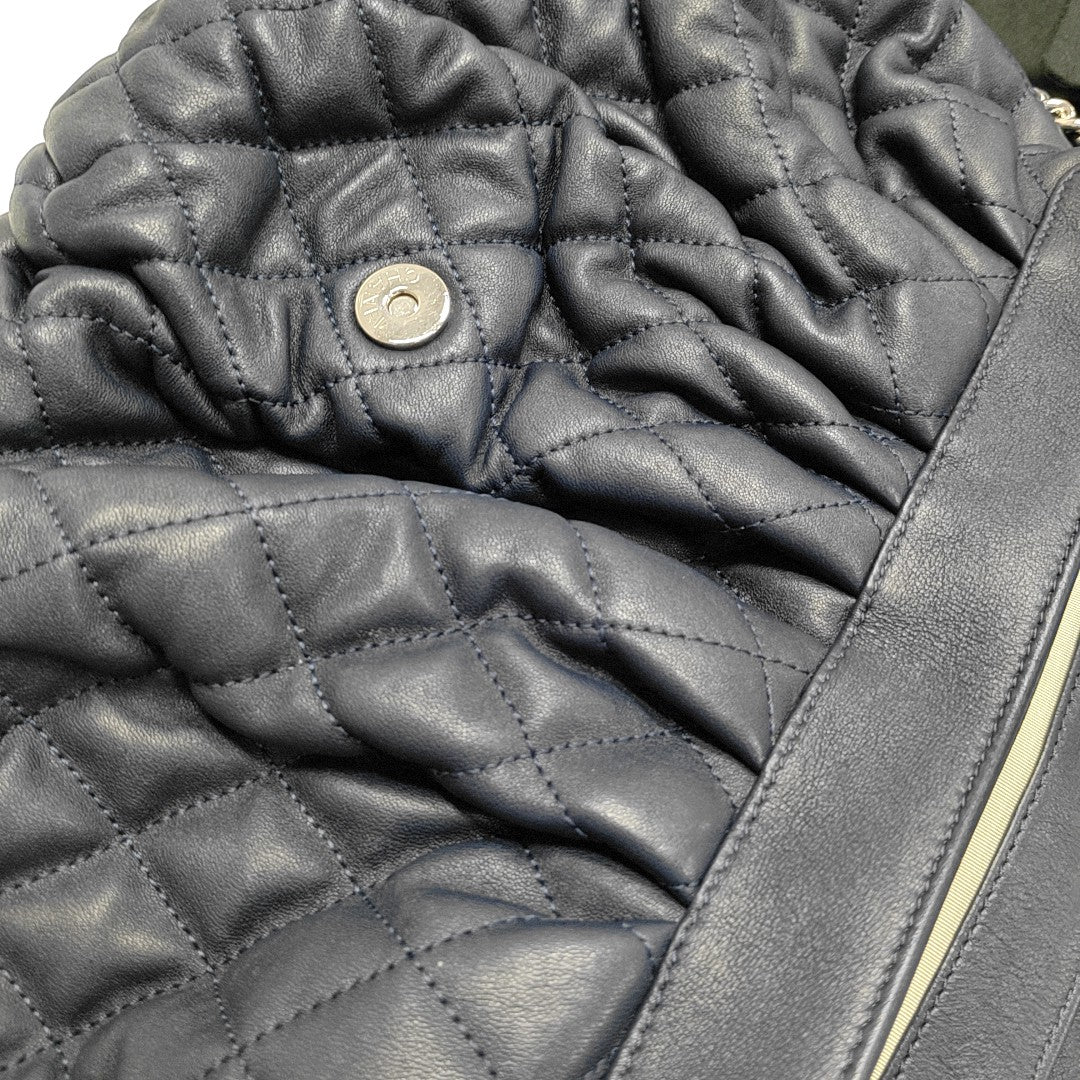 Around Chain Quilted Calfskin Blue