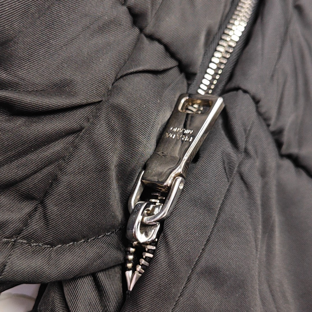 Quilted Nylon Shoulder Bag Black