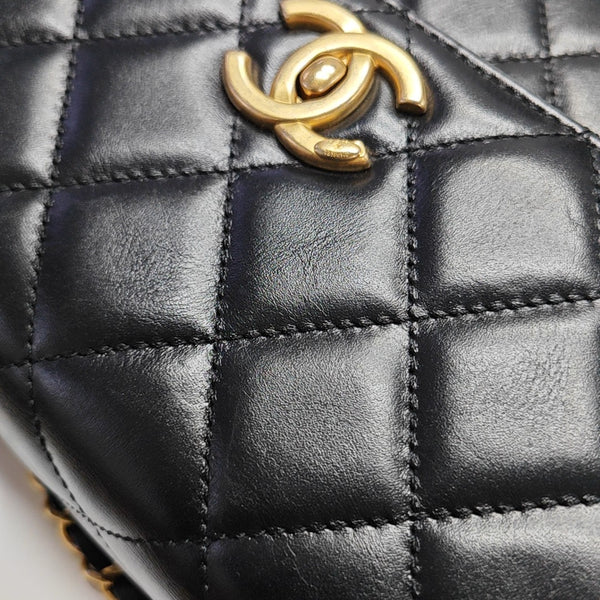 Quilted Calfskin Shoulder Bag Small Black