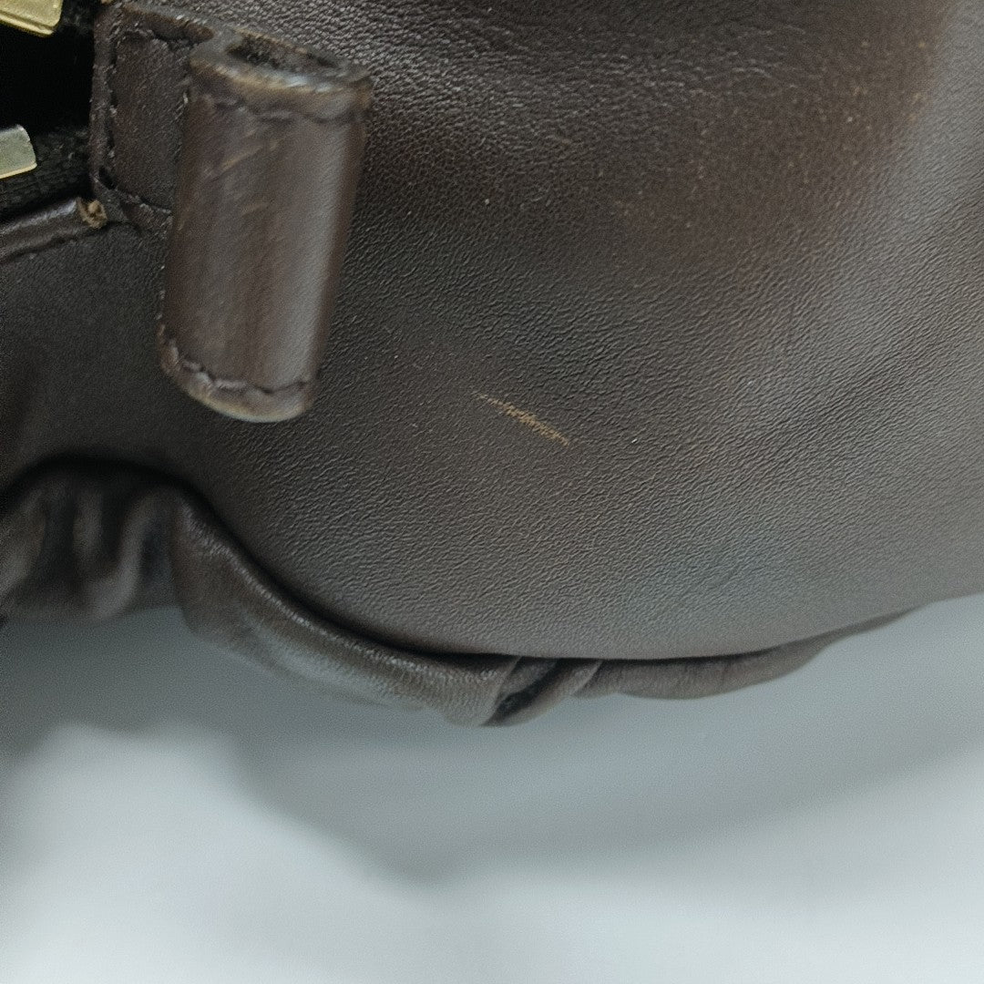 Leather Top Handle Bag Brown