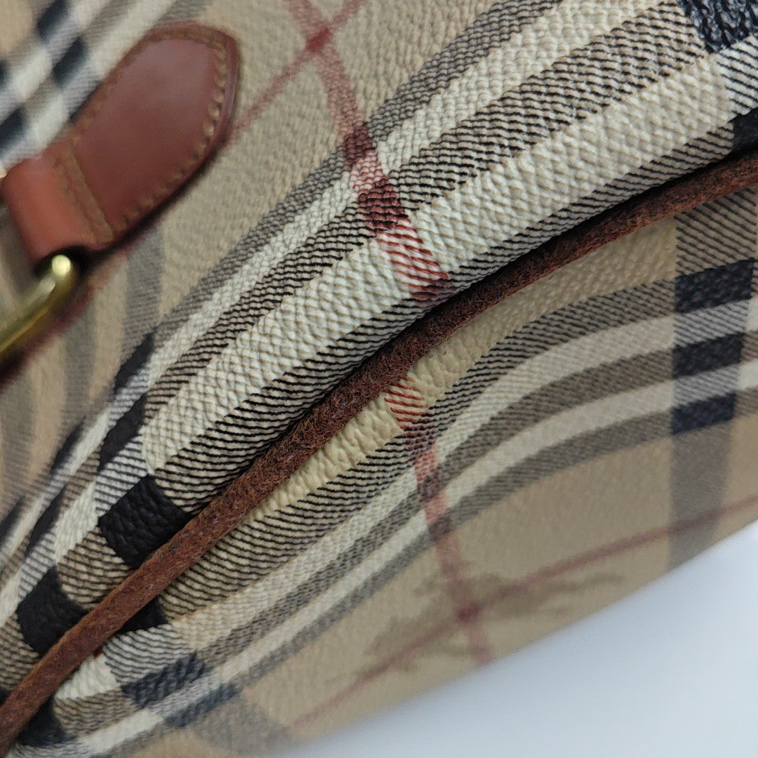 Coated Canvas Top Handle Bag Beige