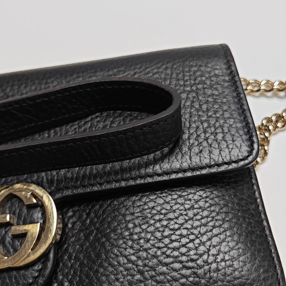 Interlocking G Small Calfskin Black