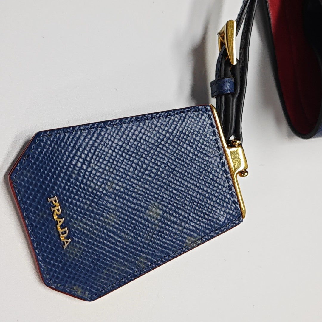 Double Large Saffiano Calfskin Blue