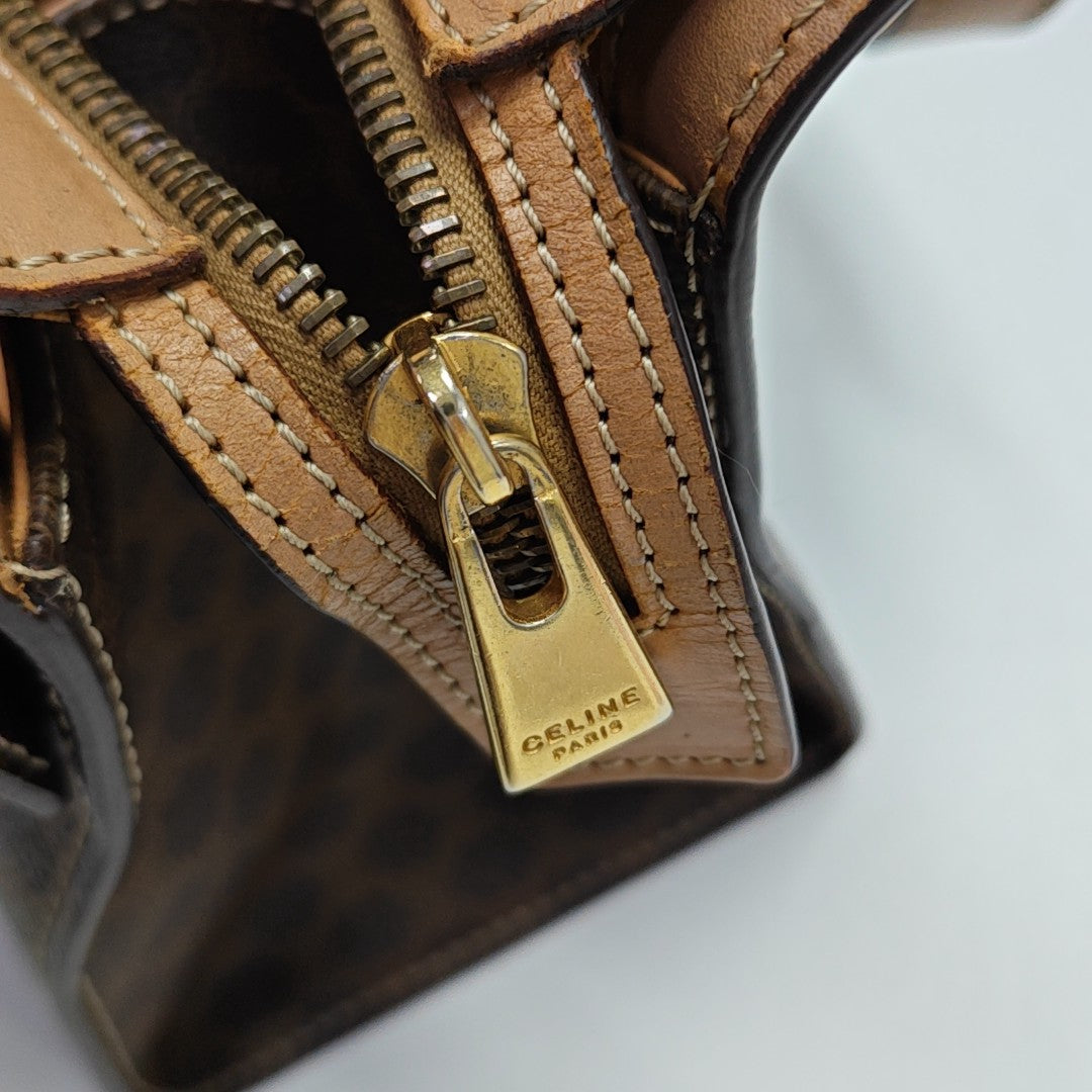 Coated Canvas Shoulder Bag Brown