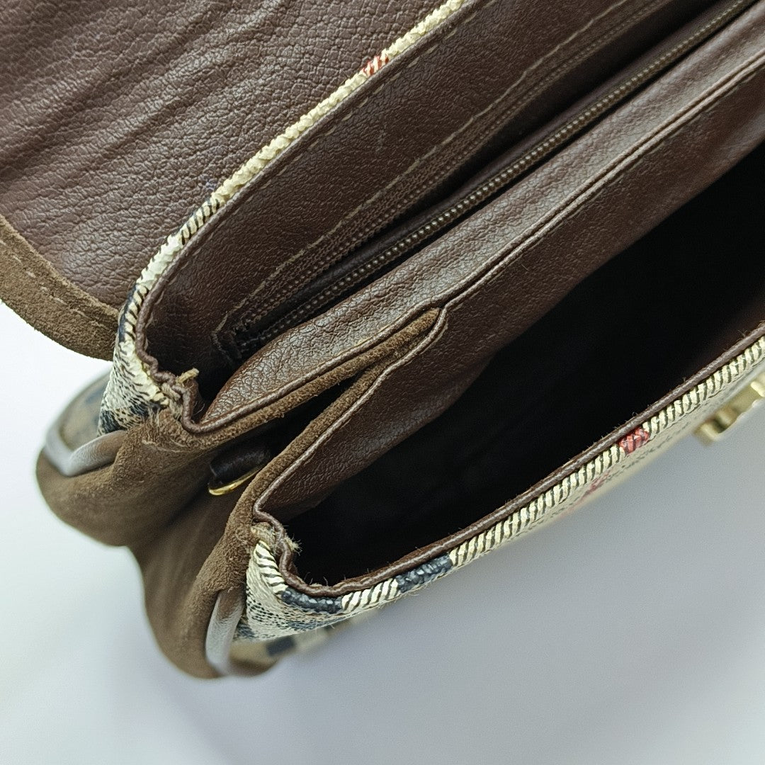 Coated Canvas Shoulder Bag Beige