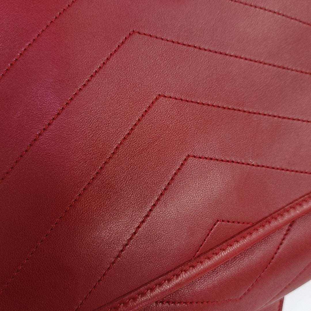 NIKI Medium Chevron Lambskin Red
