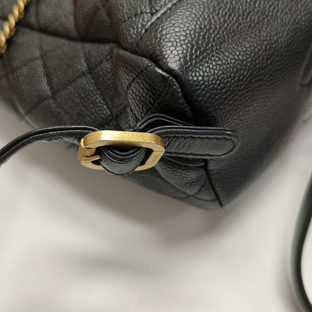 FILIGREE Small Quilted Grained Calfskin Black