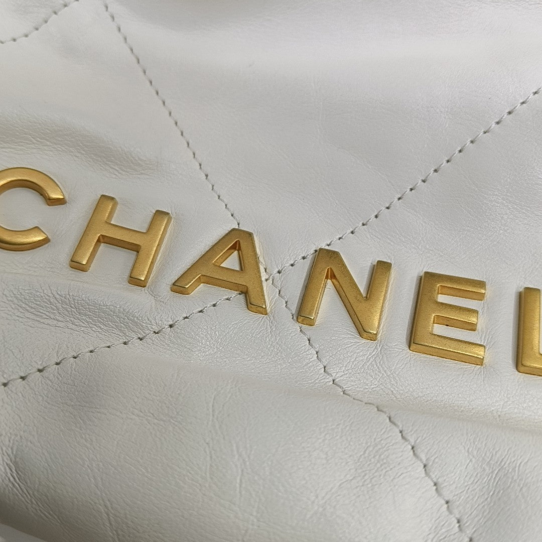 CHANEL 22 Mini Quilted Calfskin White