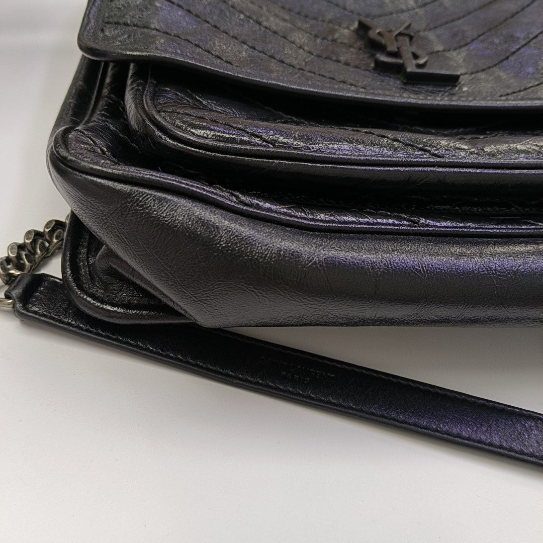 NIKI Medium Chevron Calfskin Black