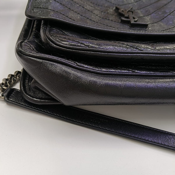 NIKI Medium Chevron Calfskin Black