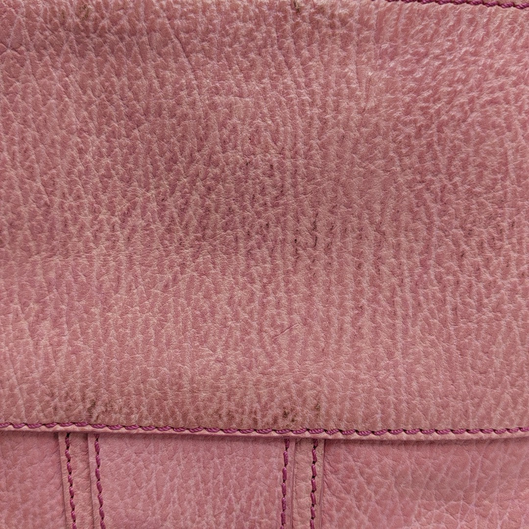Leather Top Handle Bag Pink