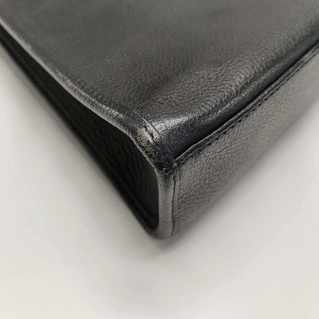 Leather Top Handle Bag Black