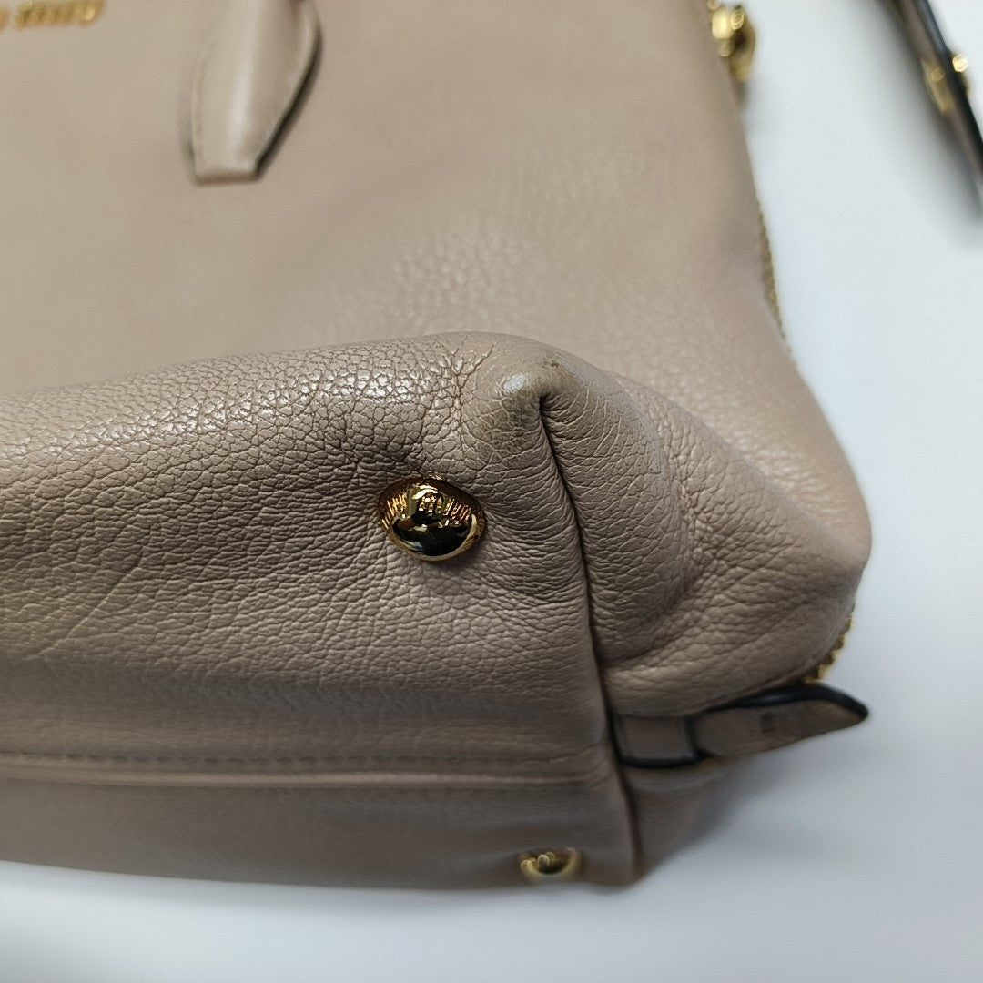 Calfskin Shoulder Bag Beige
