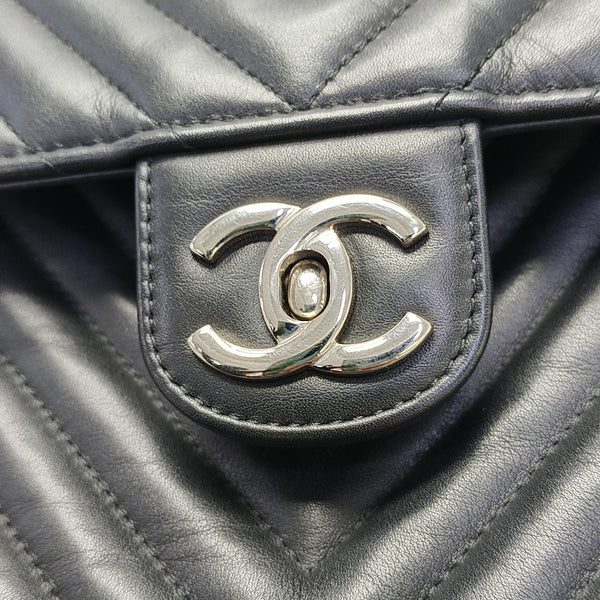 Chevron Calfskin Backpack Black