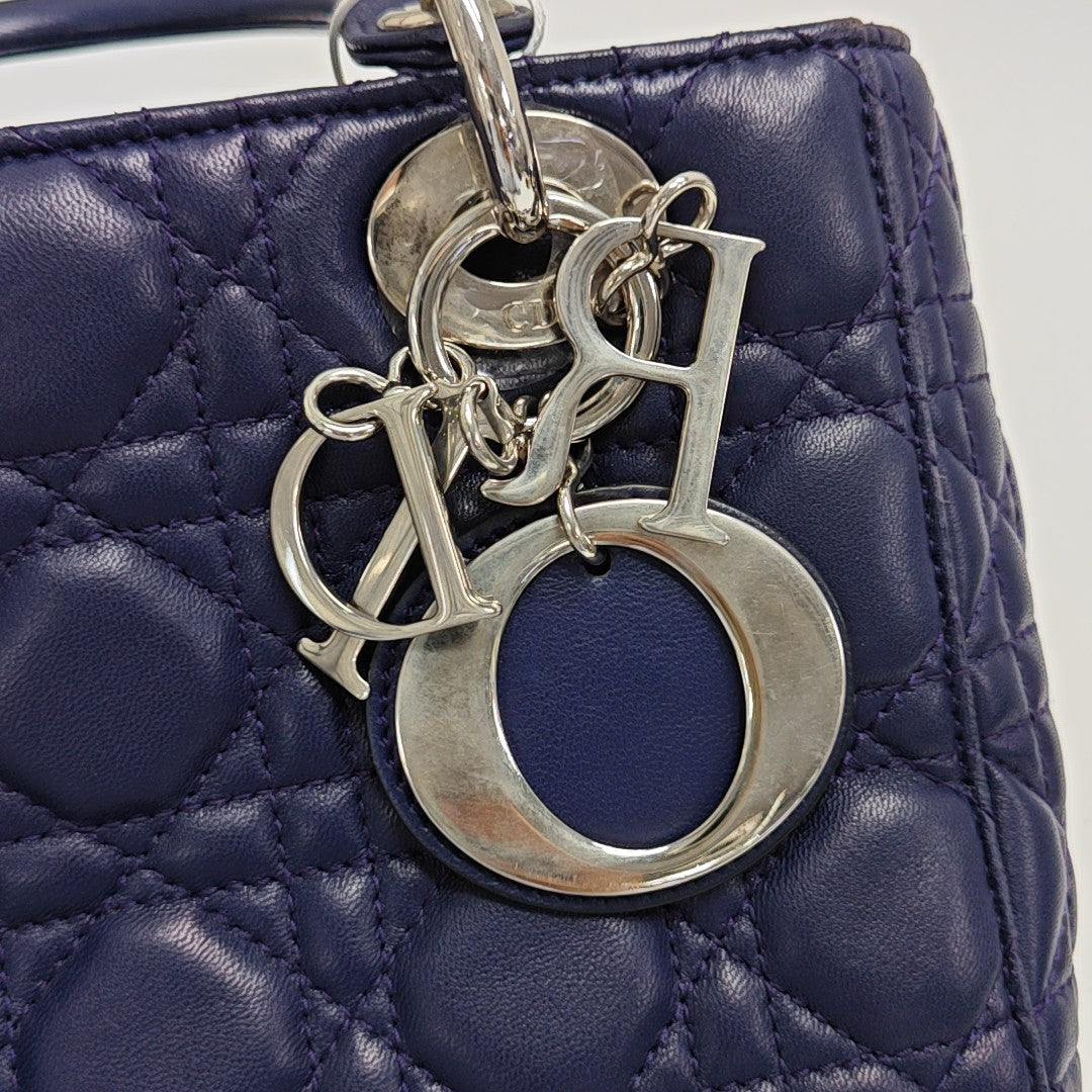 Lady Dior Small Cannage Lambskin Blue