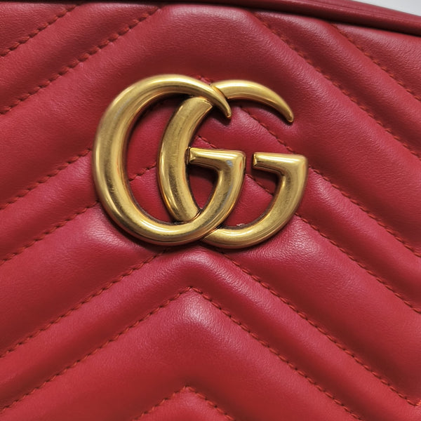 GG Marmont Small Quilted Calfskin Red