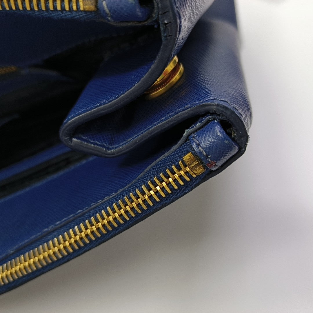Galleria Large Saffiano Calfskin Blue