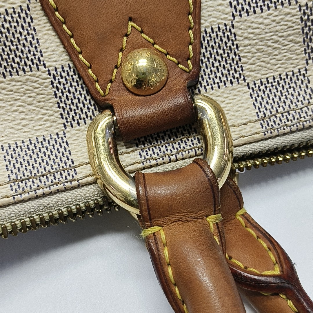 SALEYA PM Damier Azur Coated Canvas White