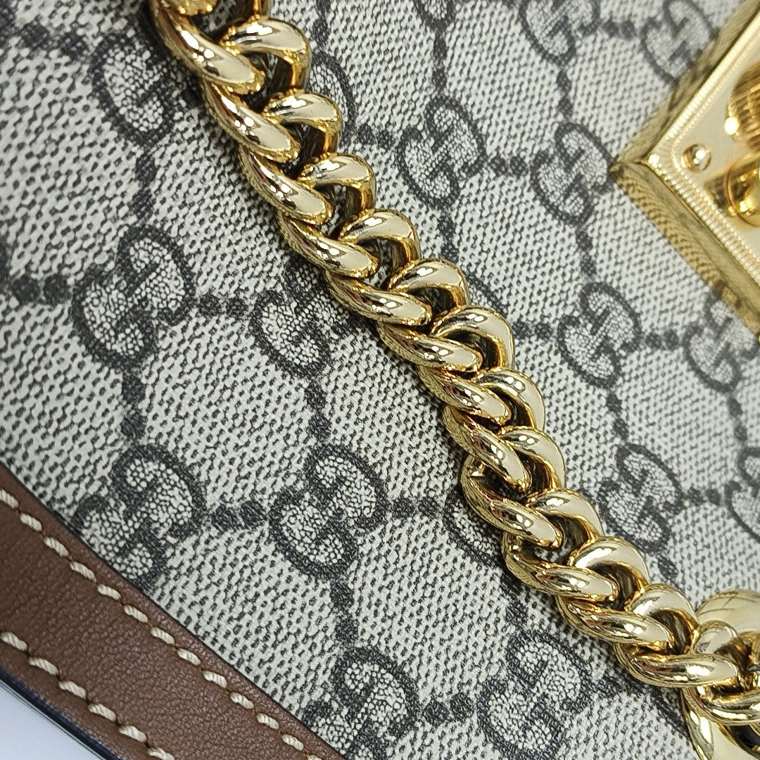 Padlock Small Monogram Coated Canvas Beige