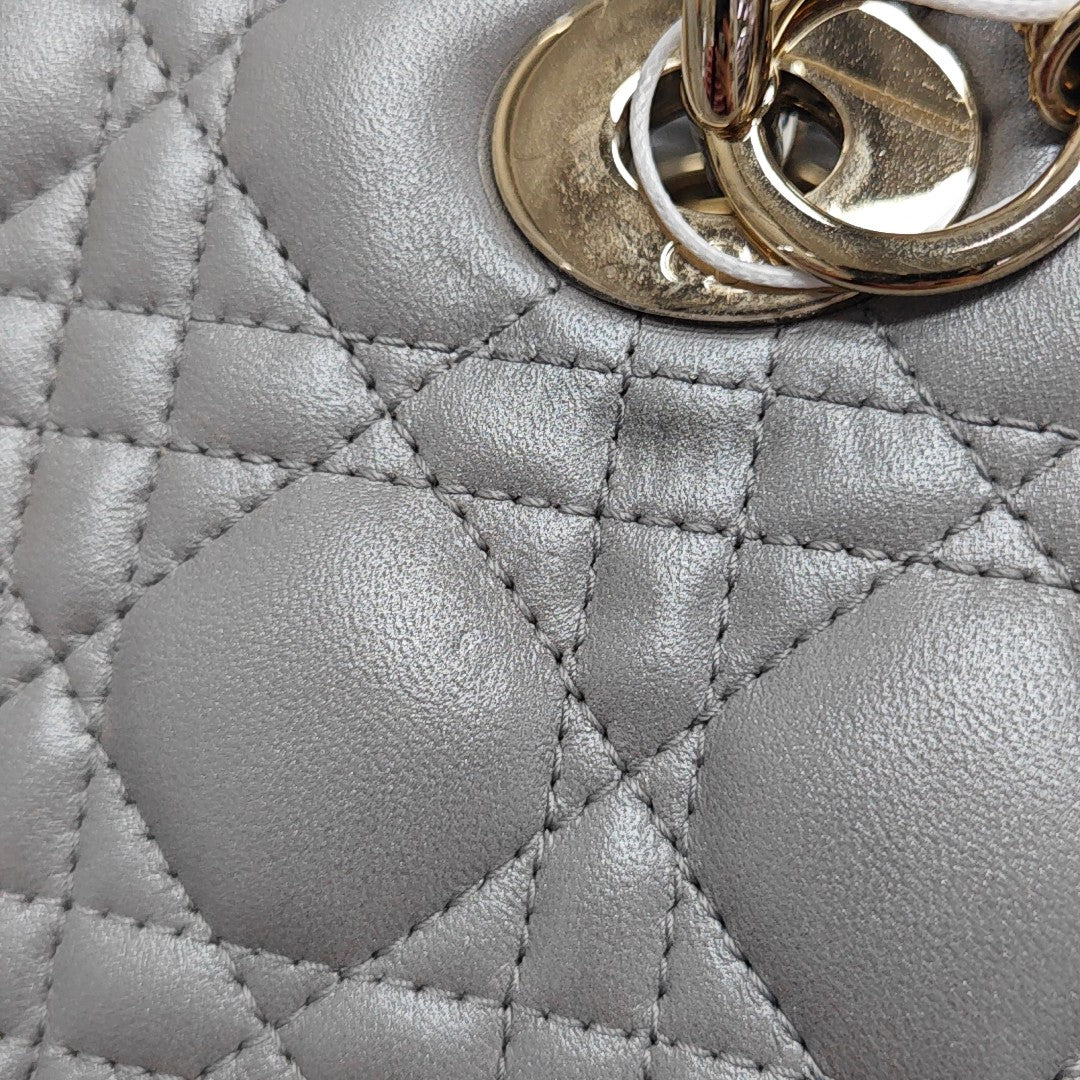 Lady Dior Medium Quilted Lambskin Gray