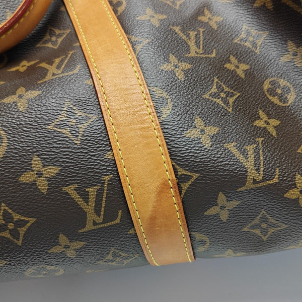 KEEPALL 50 Monogram Coated Canvas Brown