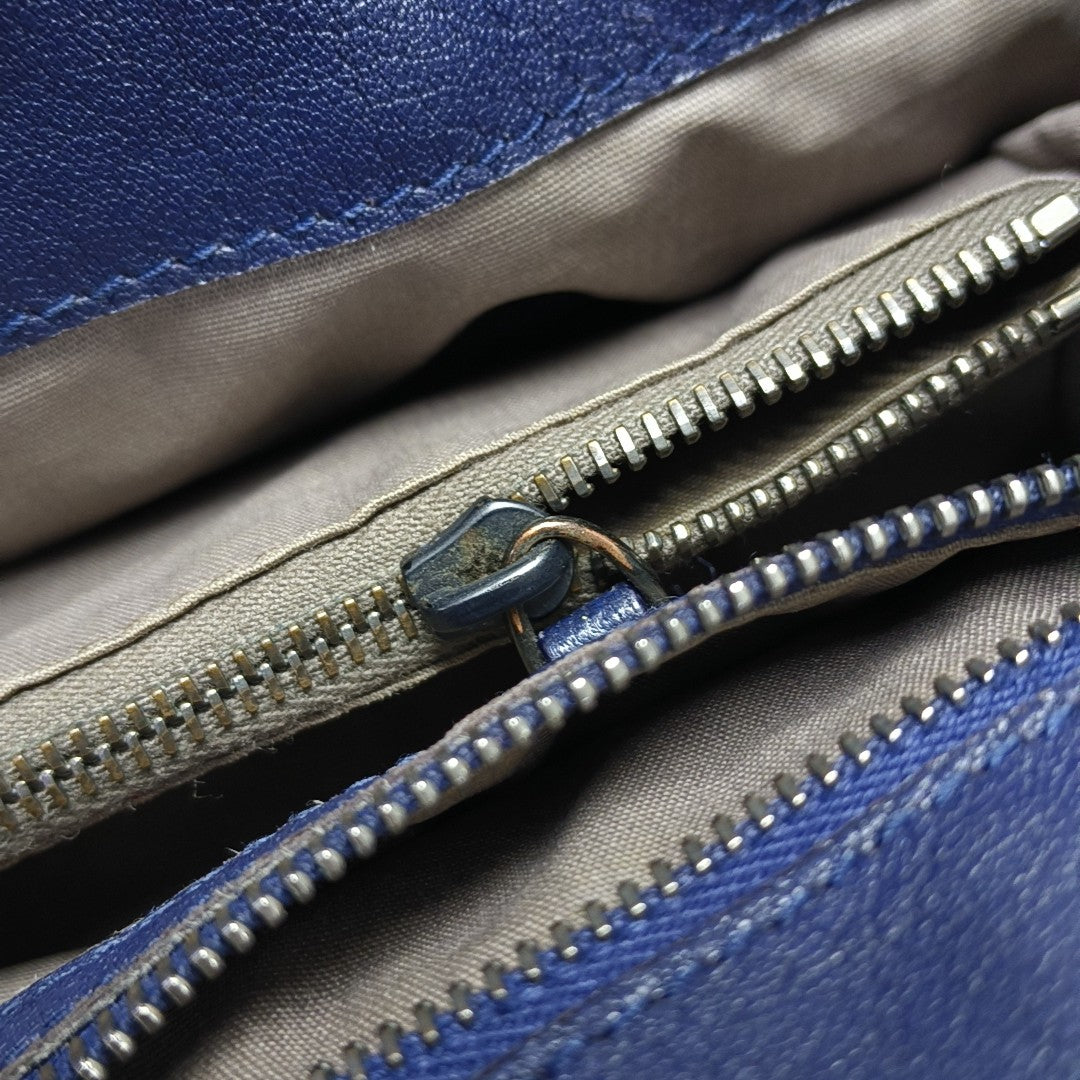 Lambskin Top Handle Bag Blue