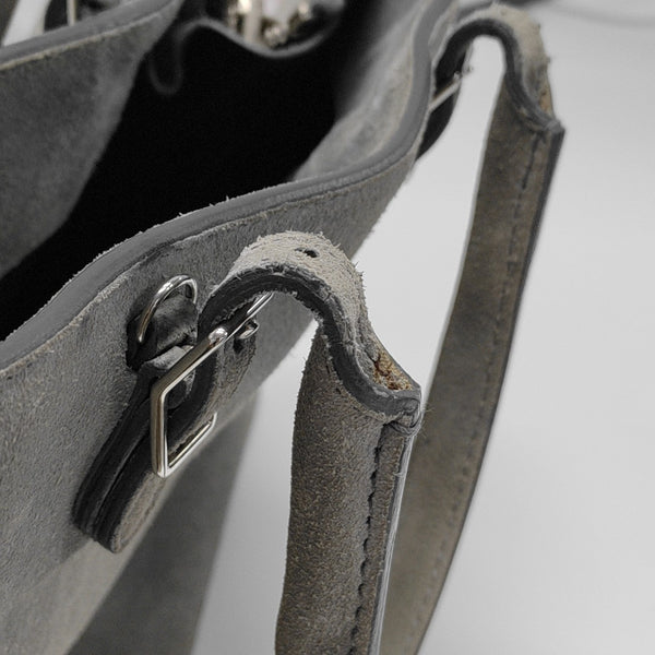 Suede Tote Bag Gray
