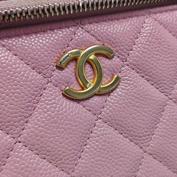 Quilted Grained Calfskin Shoulder Bag Pink